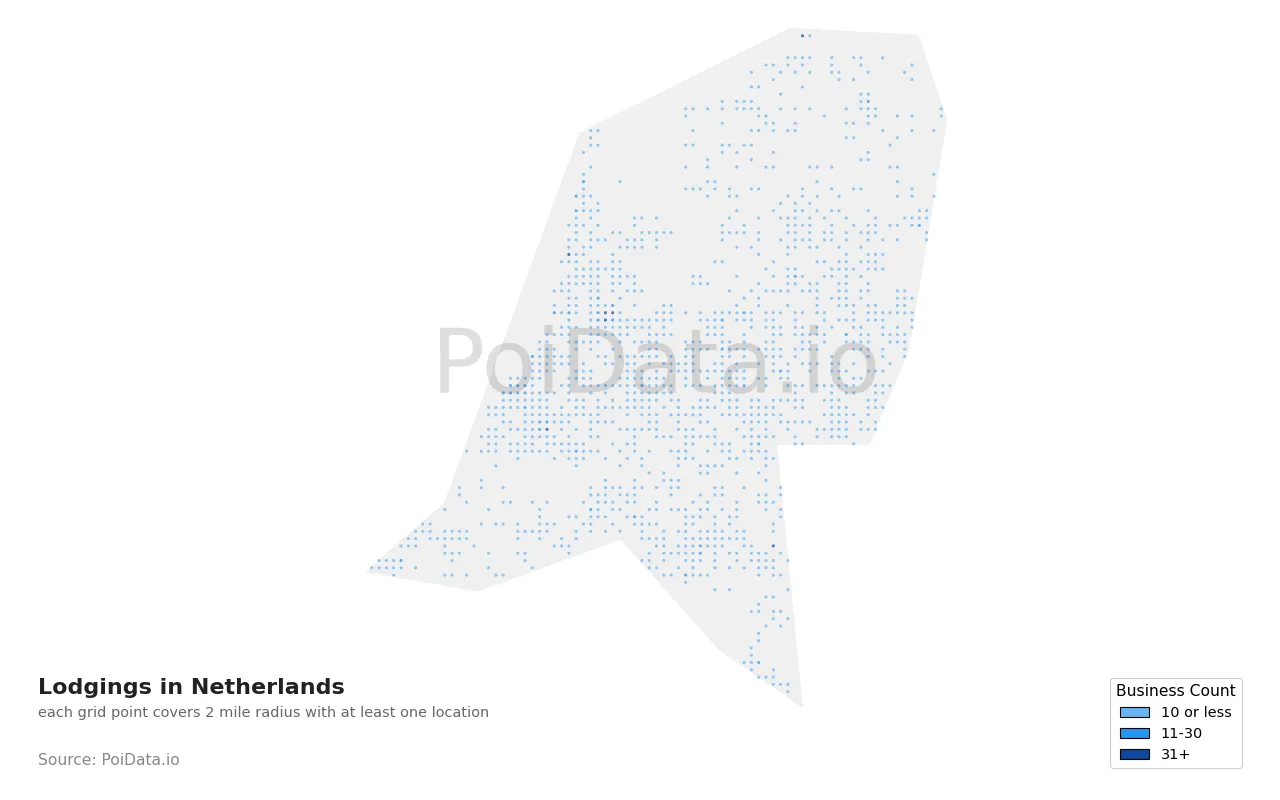 Lodging density map for Netherlands