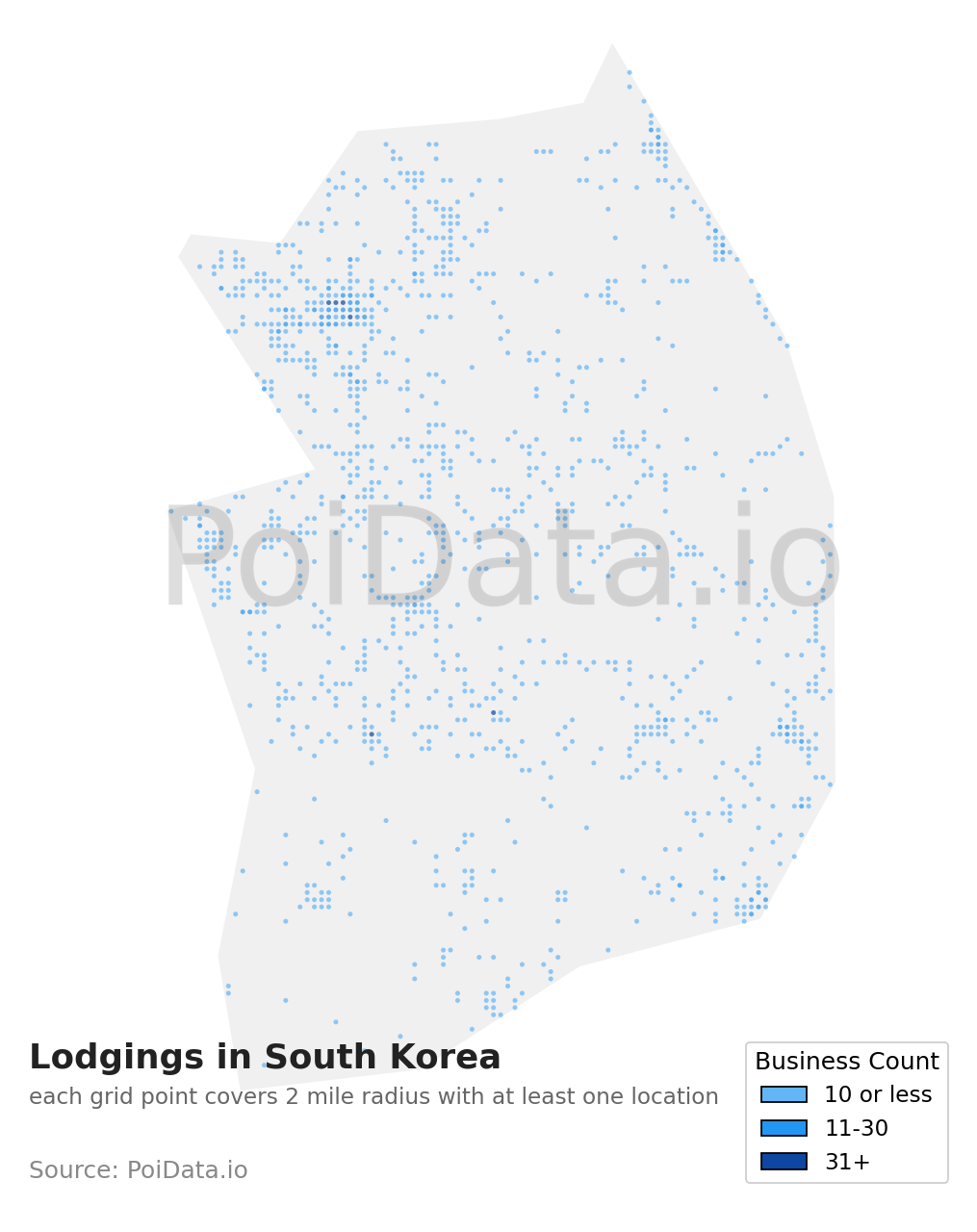 Lodging density map for South Korea