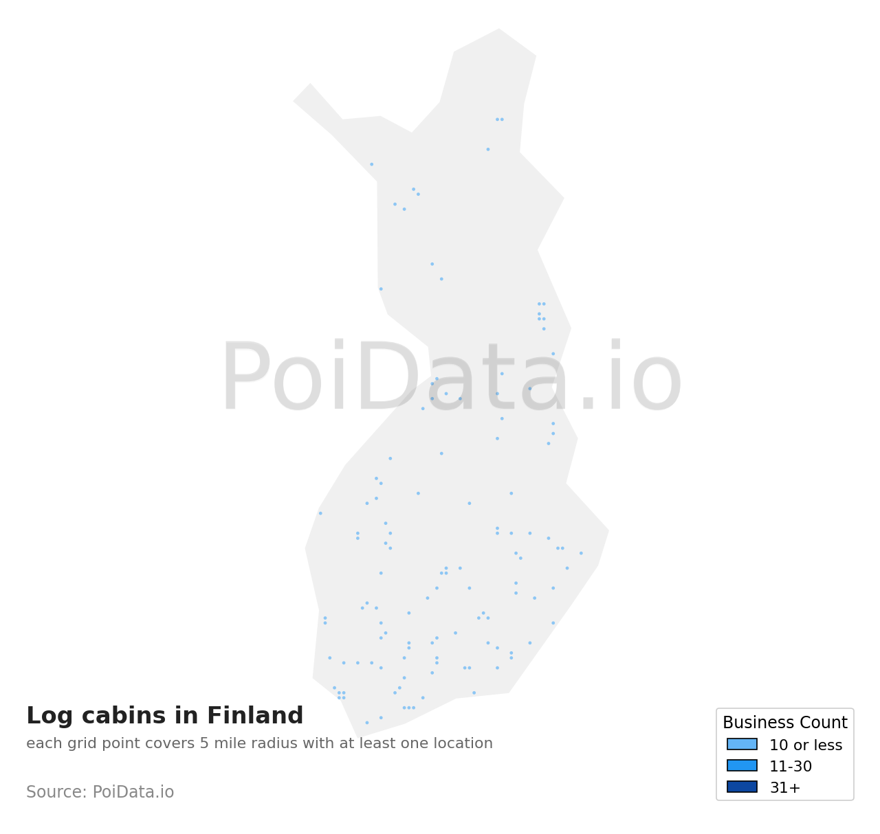 Log cabins density map for Finland