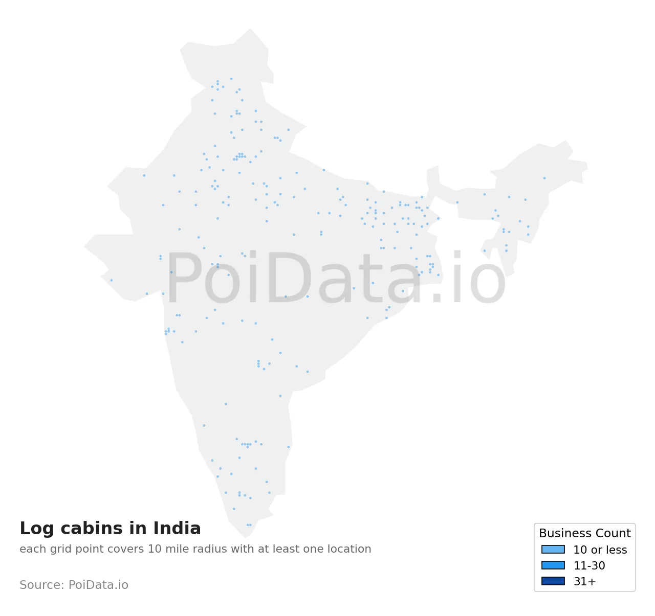 Log cabins density map for India