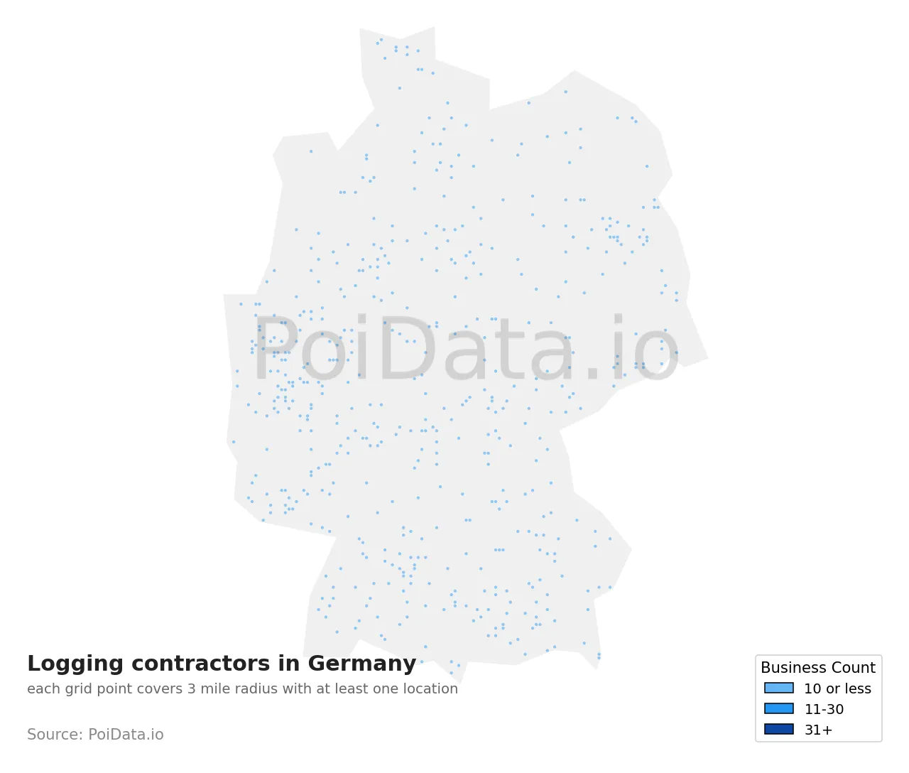 Logging contractor density map for Germany