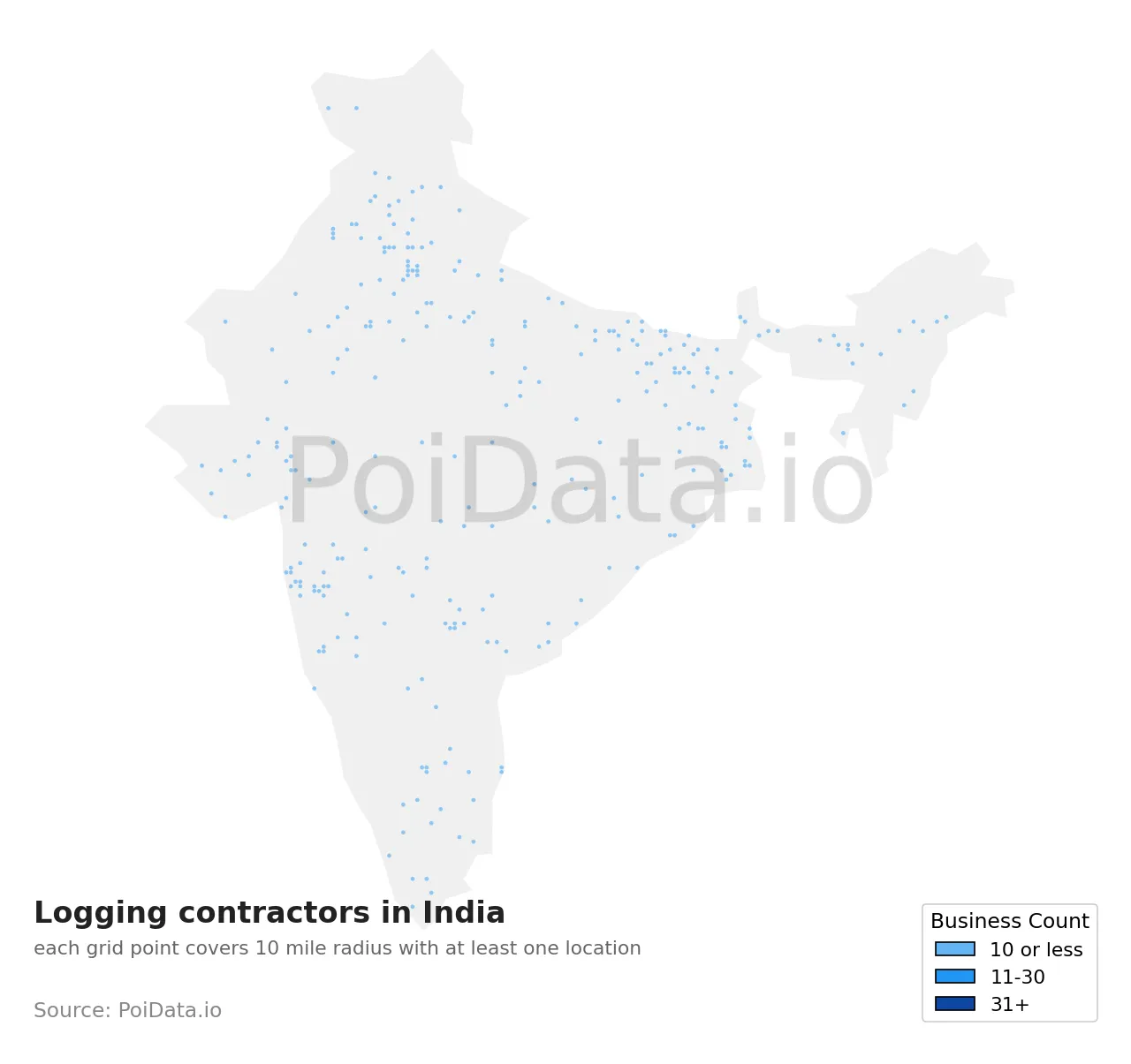 Logging contractor density map for India