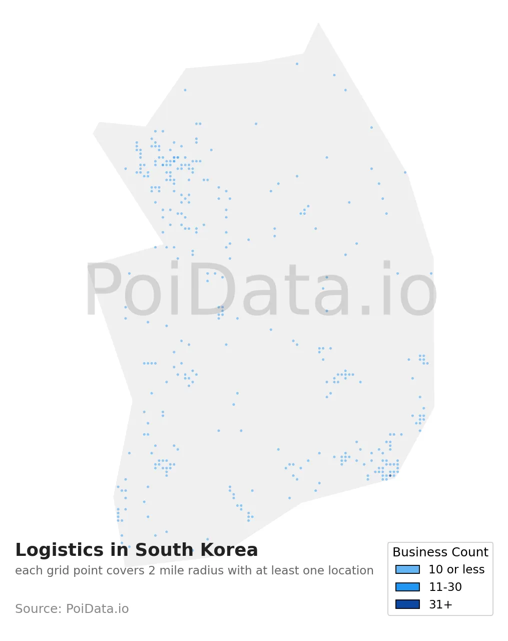 Logistics density map for South Korea