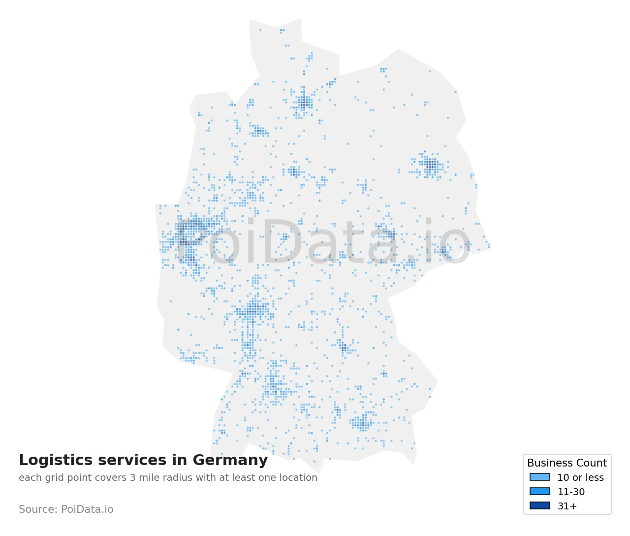 Logistics service density map for Germany