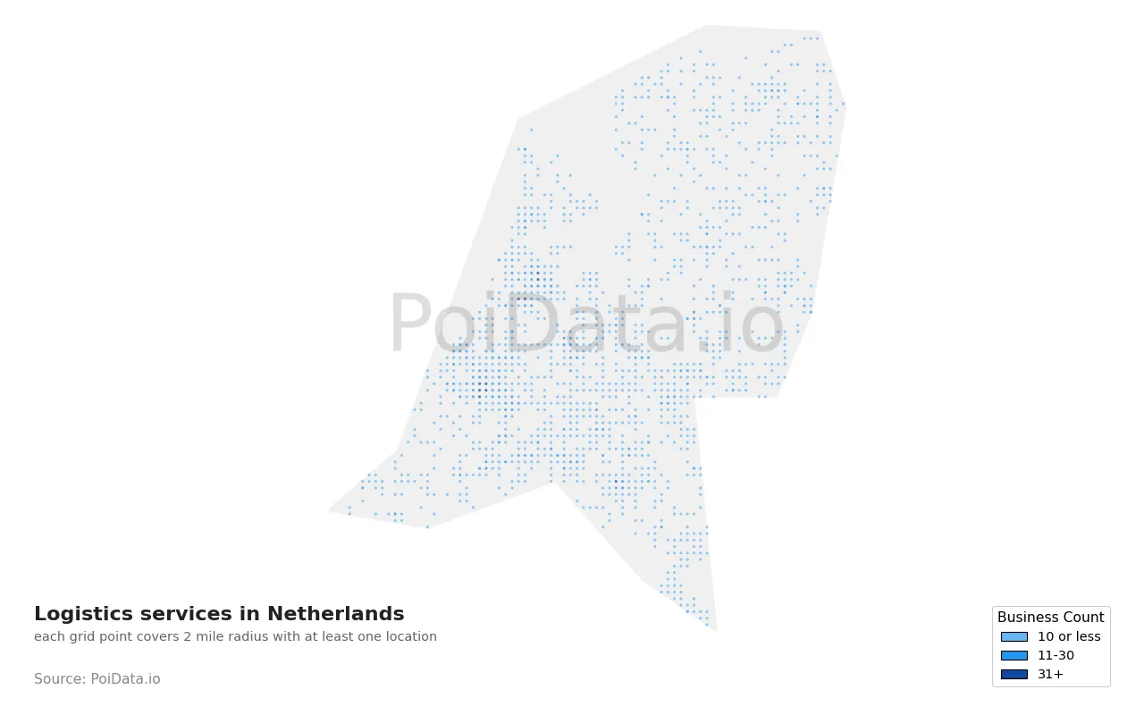 Logistics service density map for Netherlands