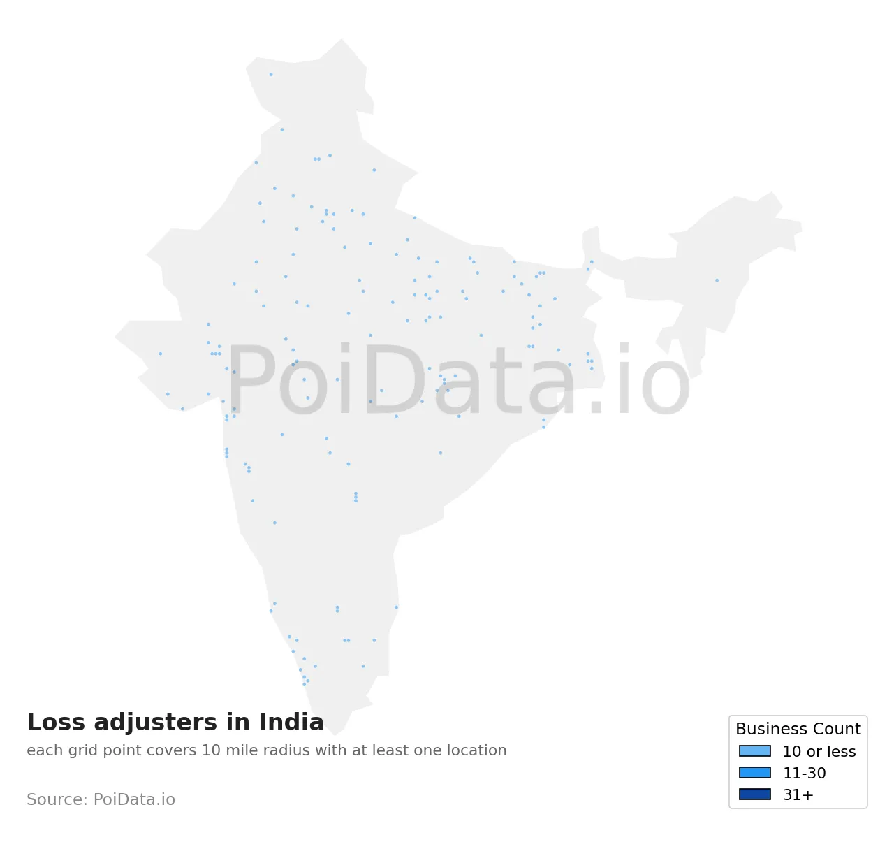 Loss adjuster density map for India