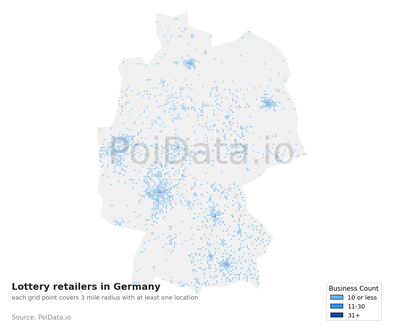 Lottery retailer density map for Germany