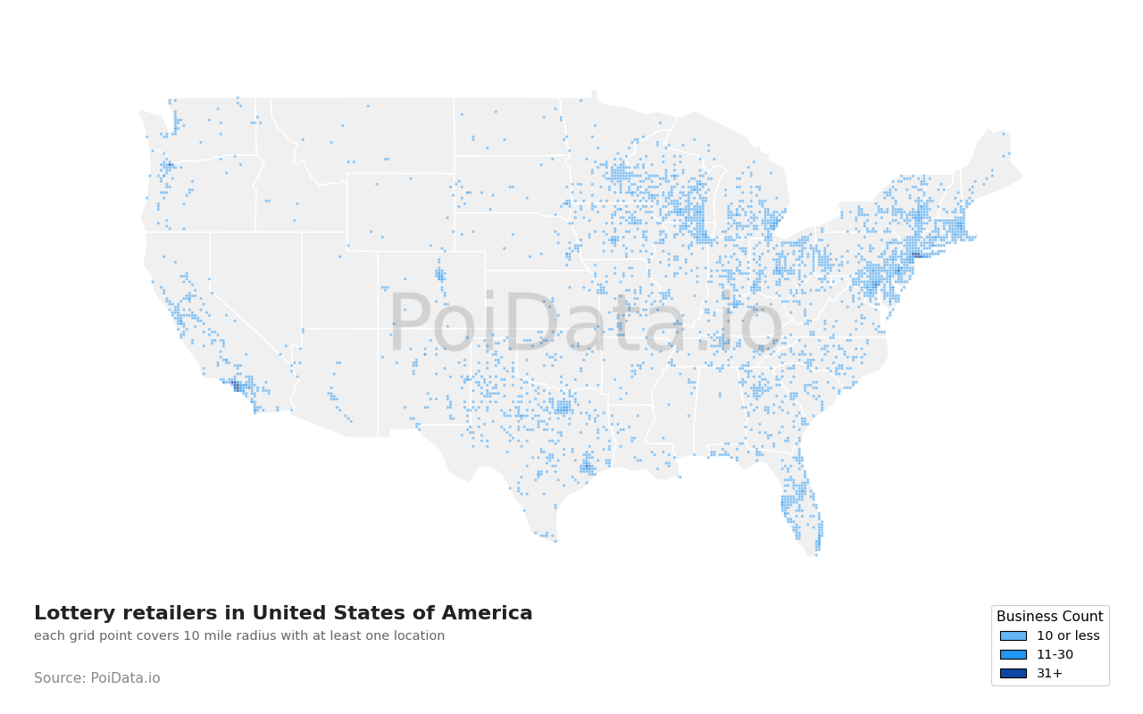 Lottery retailer density map for Michigan, United States