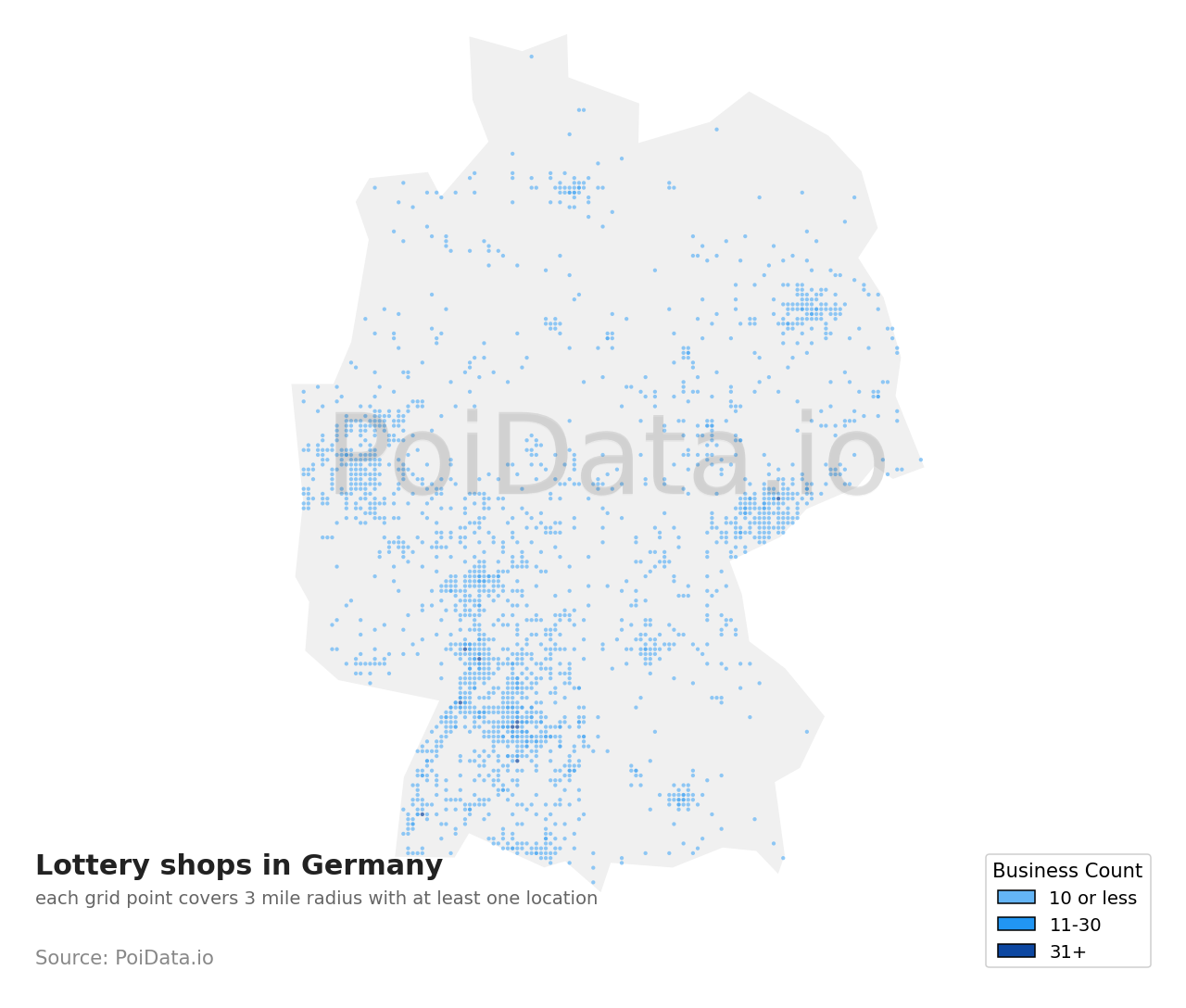 Lottery shop density map for Germany
