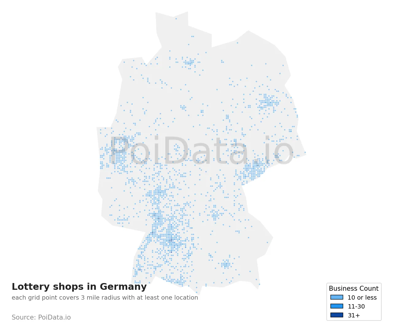 Lottery shop density map for Germany