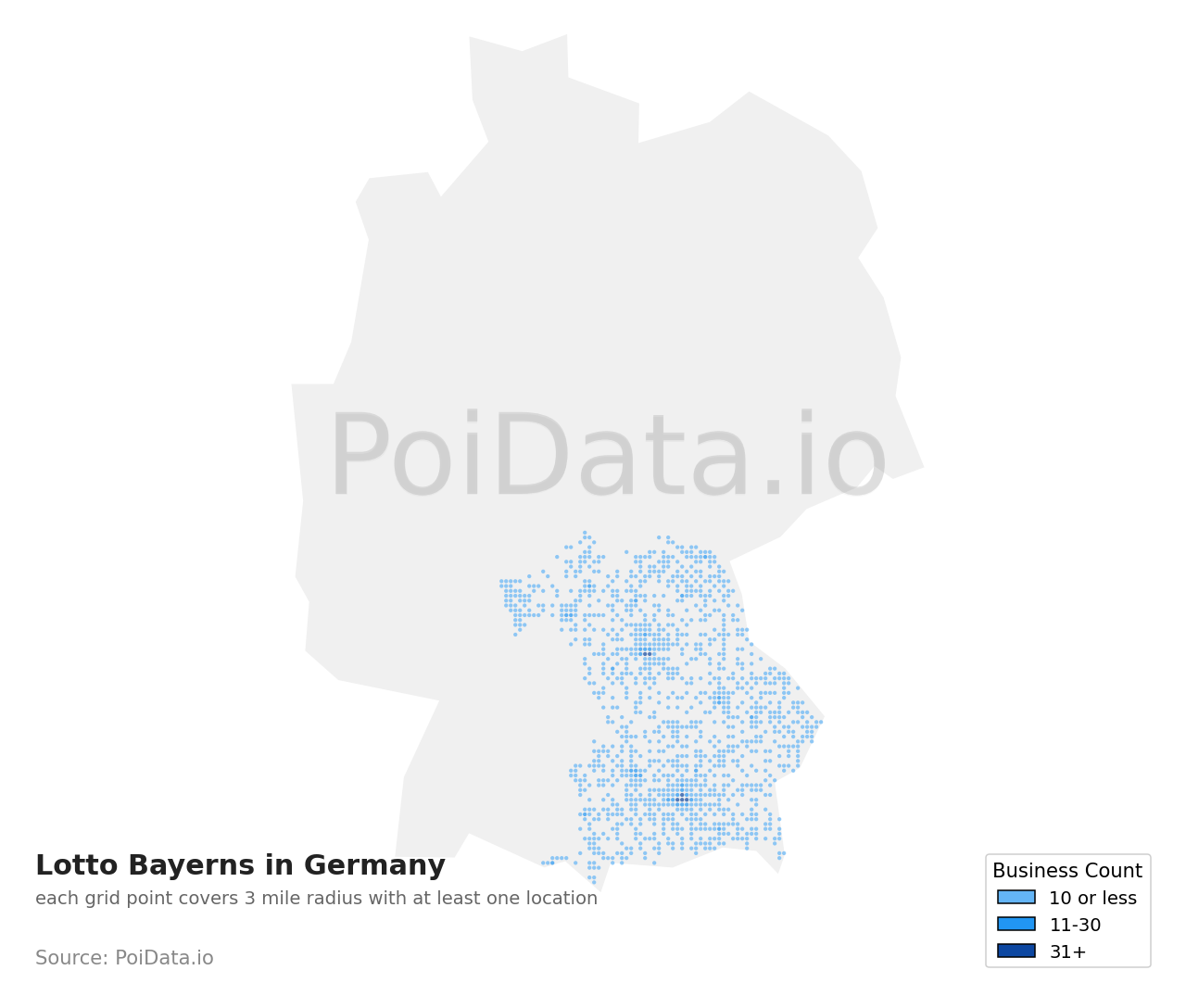 Lotto Bayern density map for Germany