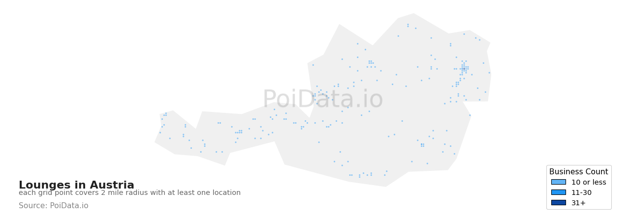 Lounge density map for Austria