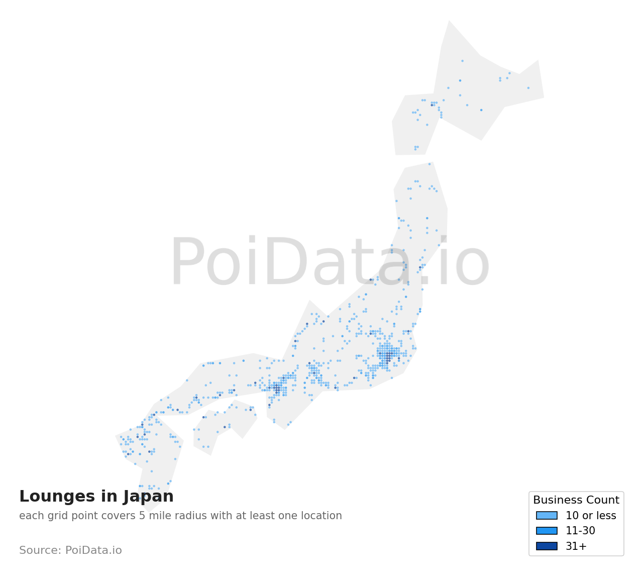 Lounge density map for Japan