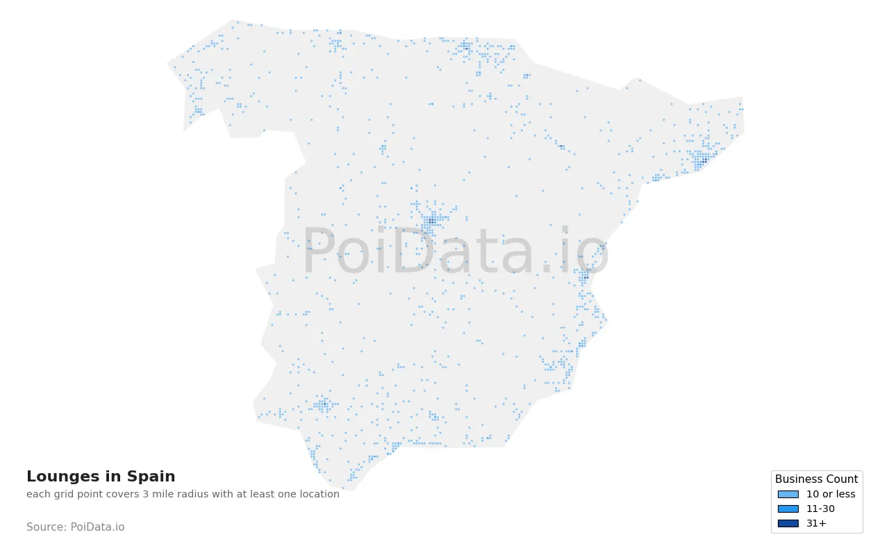 Lounge density map for Spain