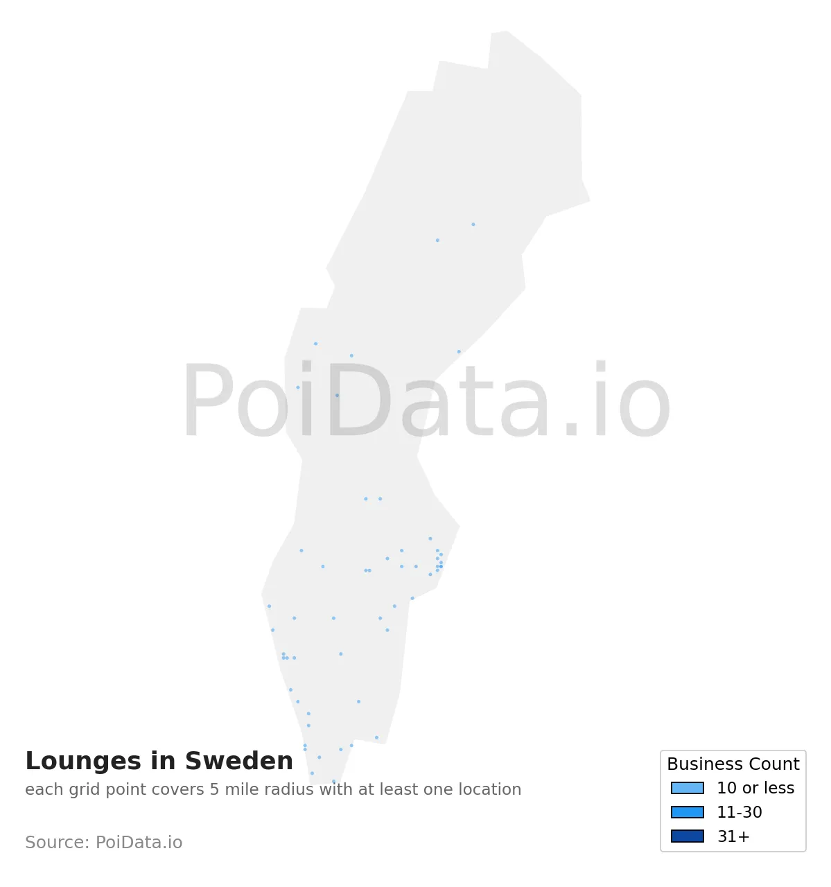 Lounge density map for Sweden