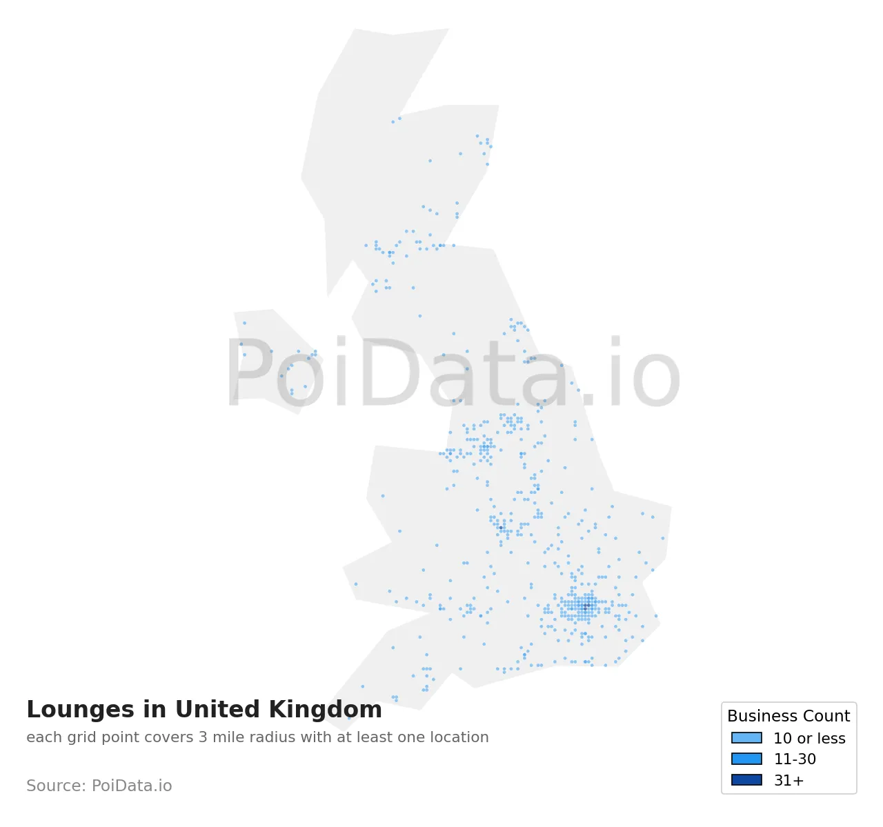 Lounge density map for United Kingdom