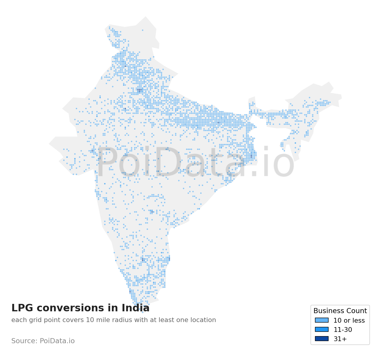 LPG conversion density map for India