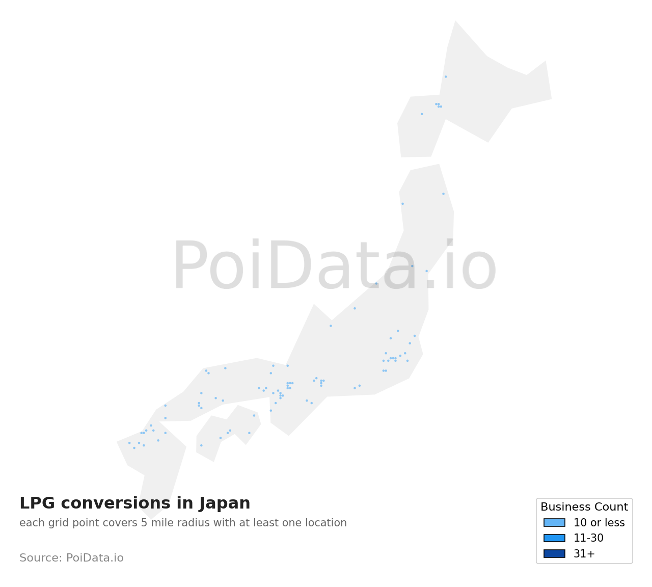 LPG conversion density map for Aichi, Japan