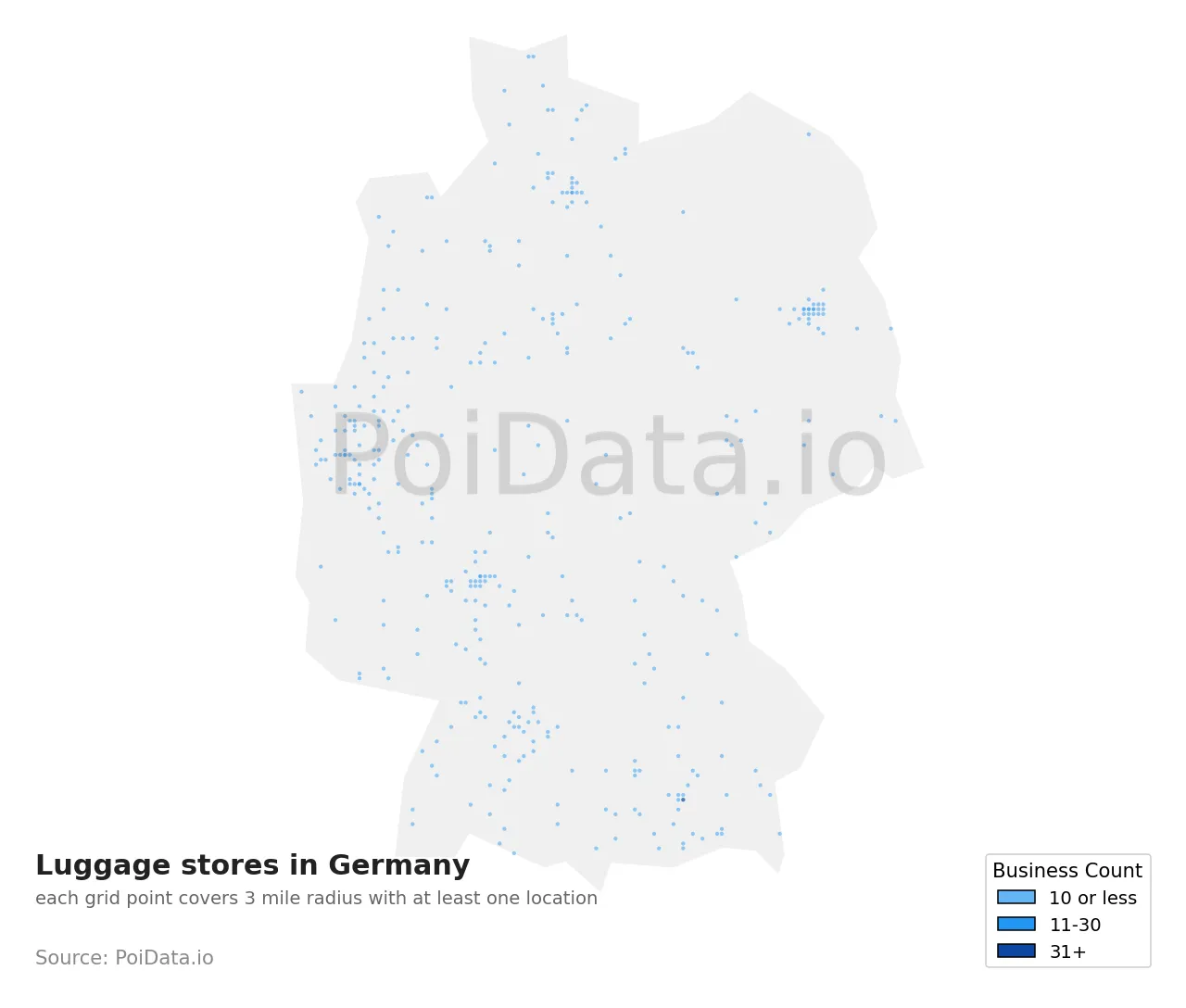 Luggage store density map for Germany