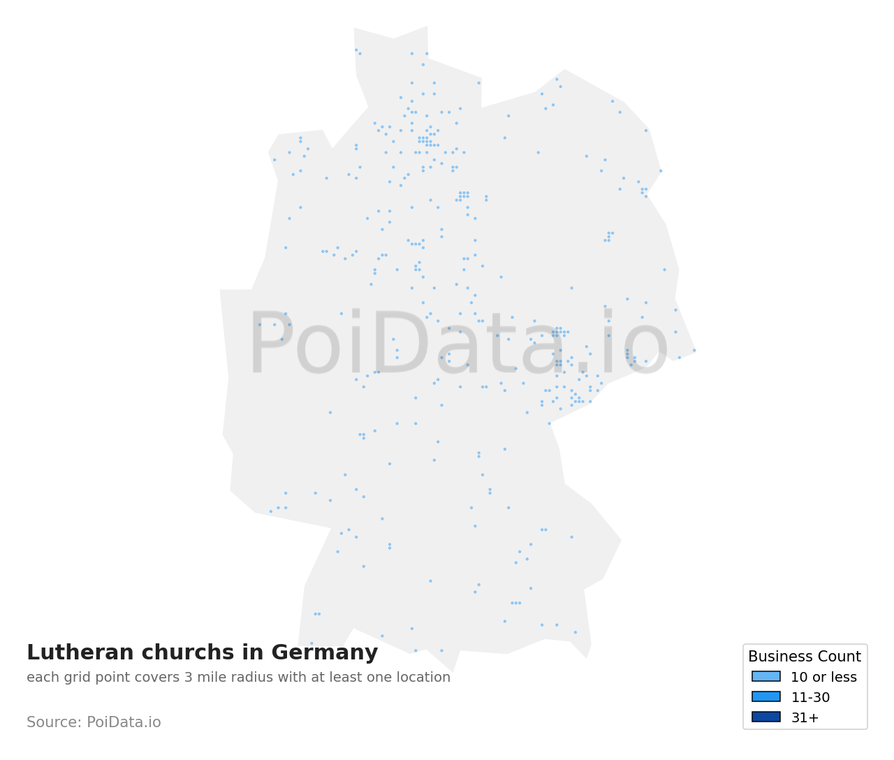 Lutheran church density map for Germany