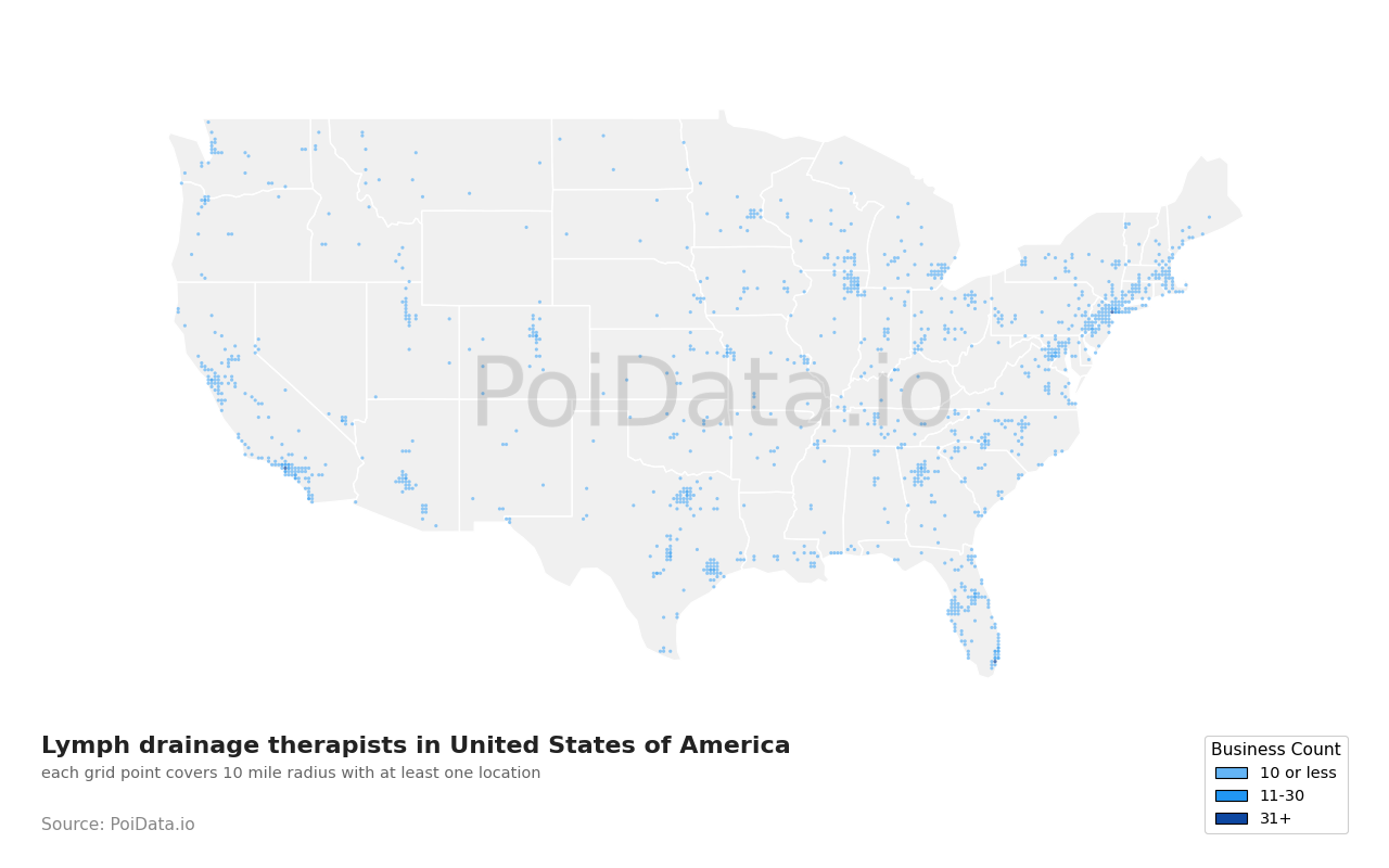 Lymph drainage therapist density map for Minnesota, United States