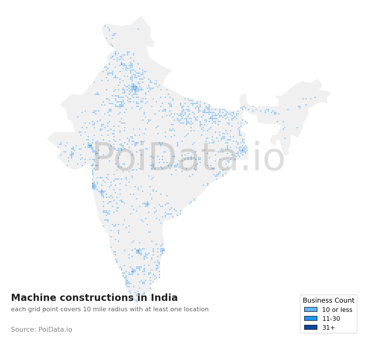 Machine construction density map for India