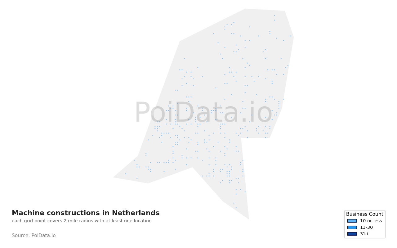 Machine construction density map for Netherlands