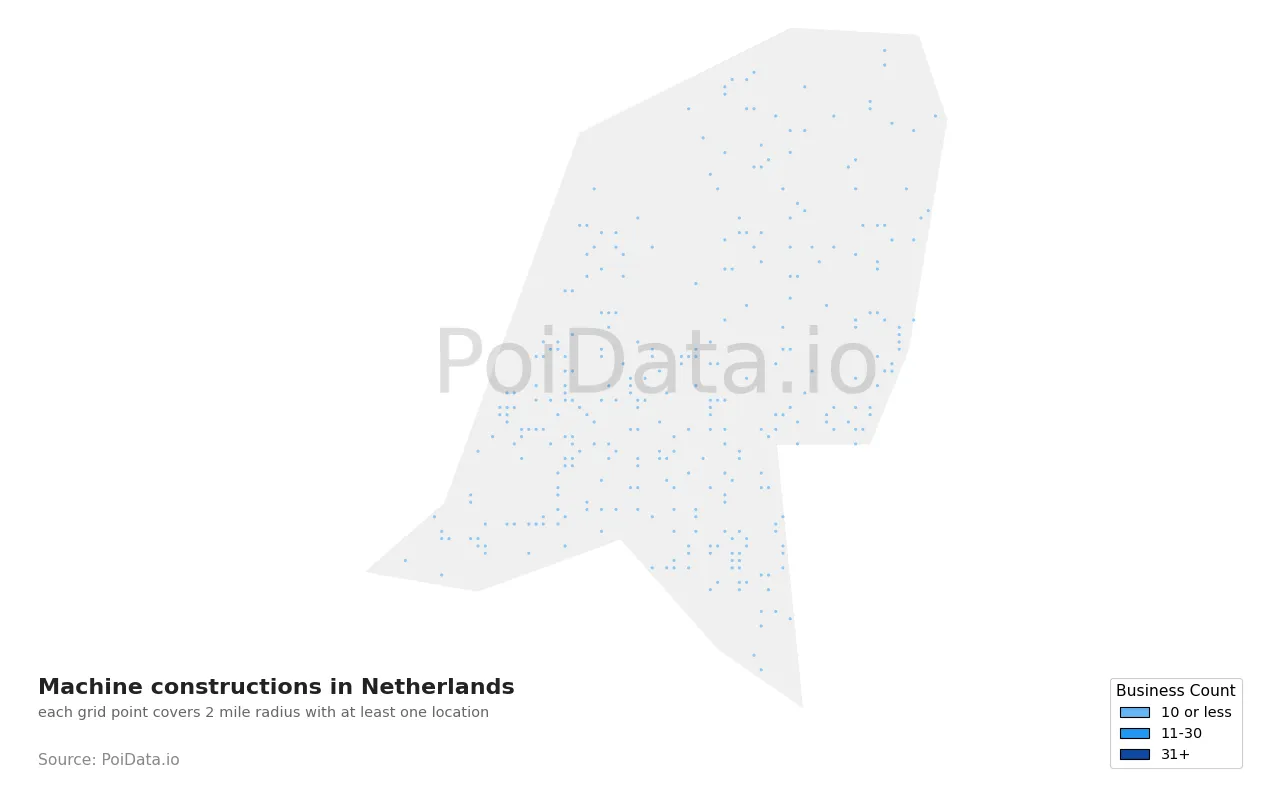 Machine construction density map for Netherlands
