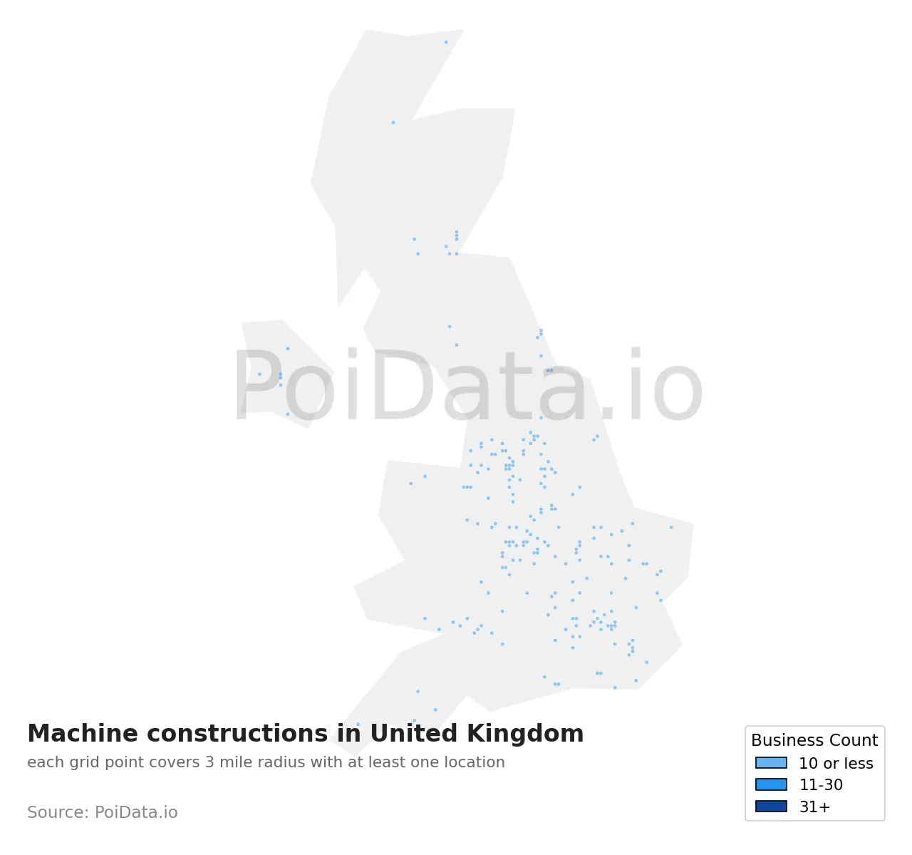 Machine construction density map for United Kingdom