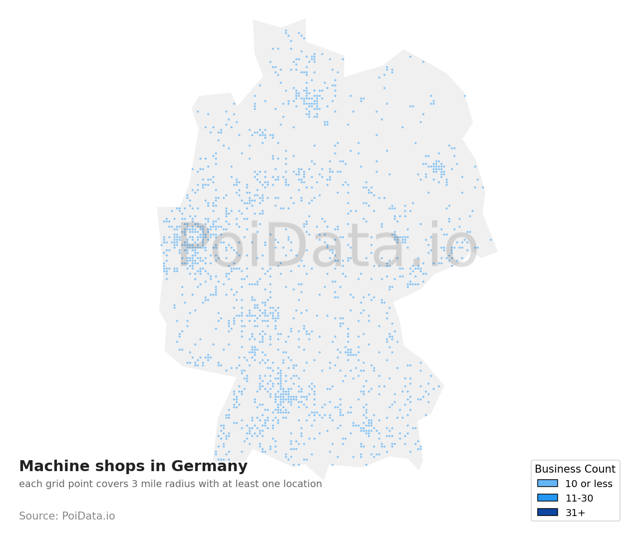 Machine shop density map for Germany