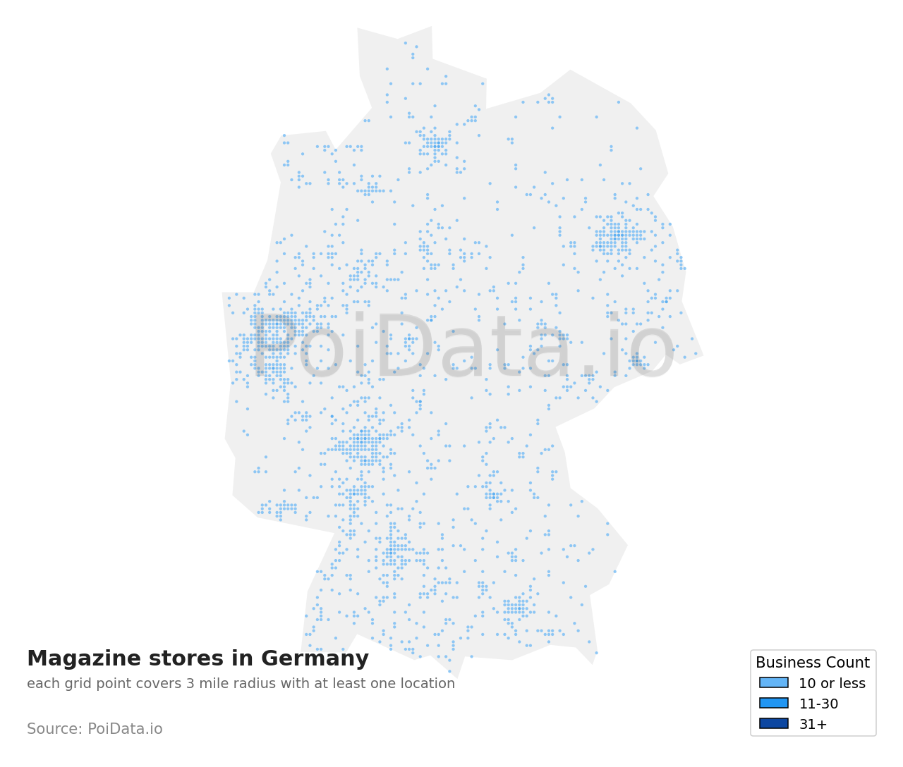 Magazine store density map for Germany