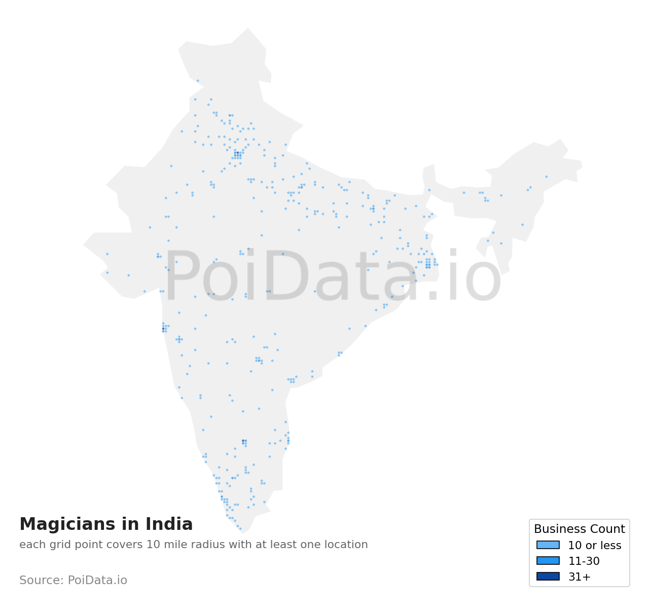 Magician density map for India