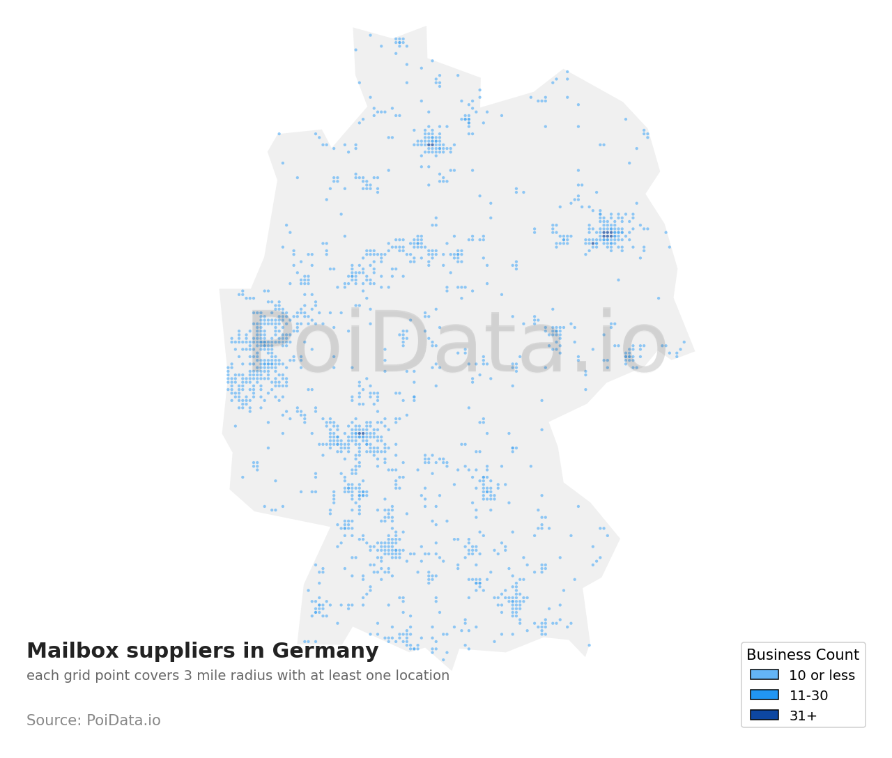 Mailbox supplier density map for Germany