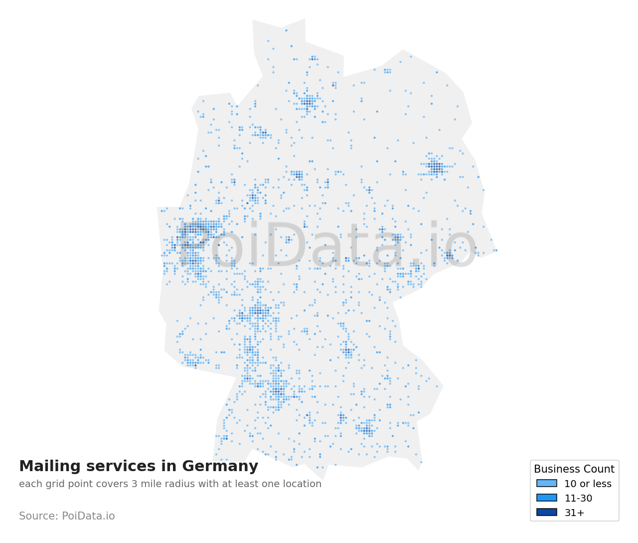 Mailing service density map for Germany