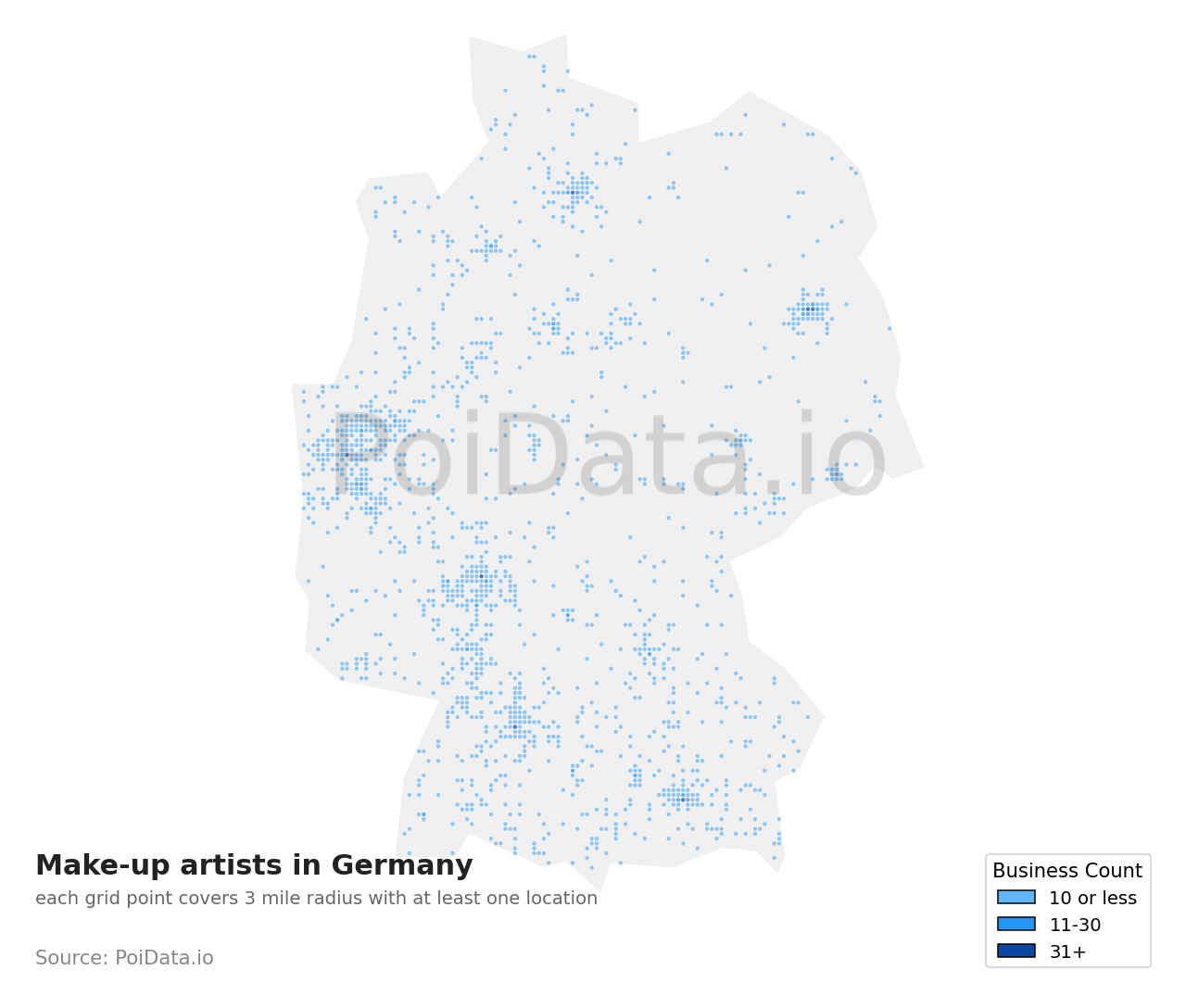Make-up artist density map for Germany