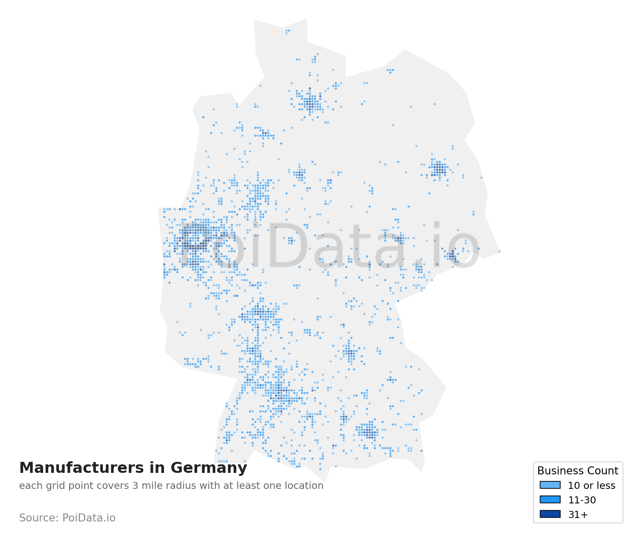 Manufacturer density map for Germany