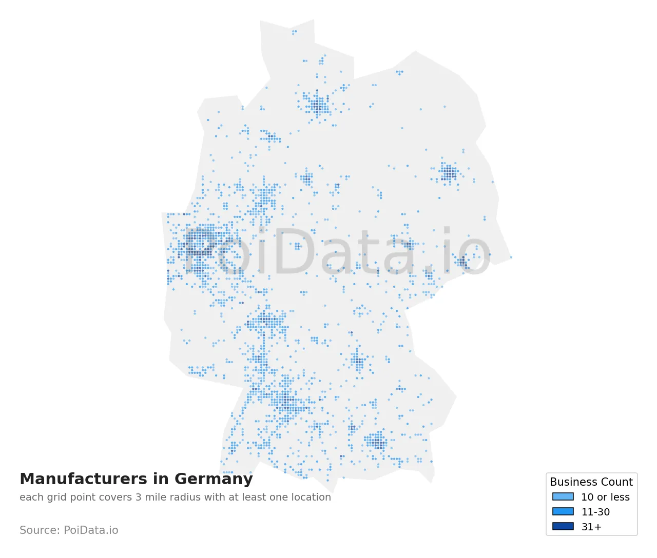 Manufacturer density map for Germany