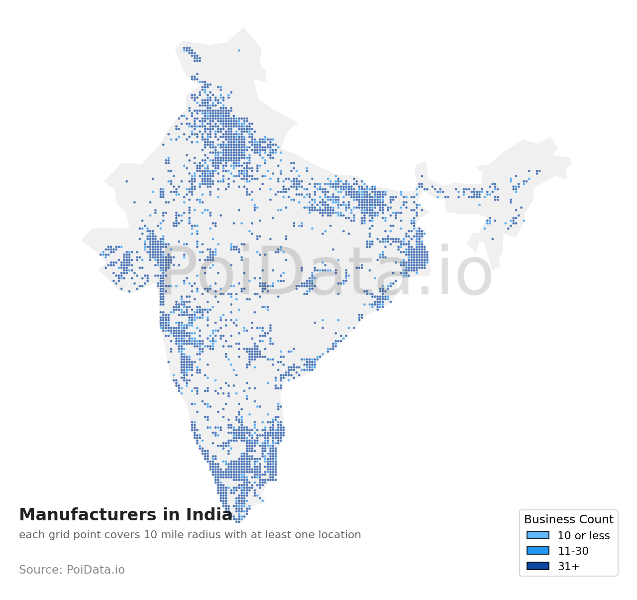 Manufacturer density map for India