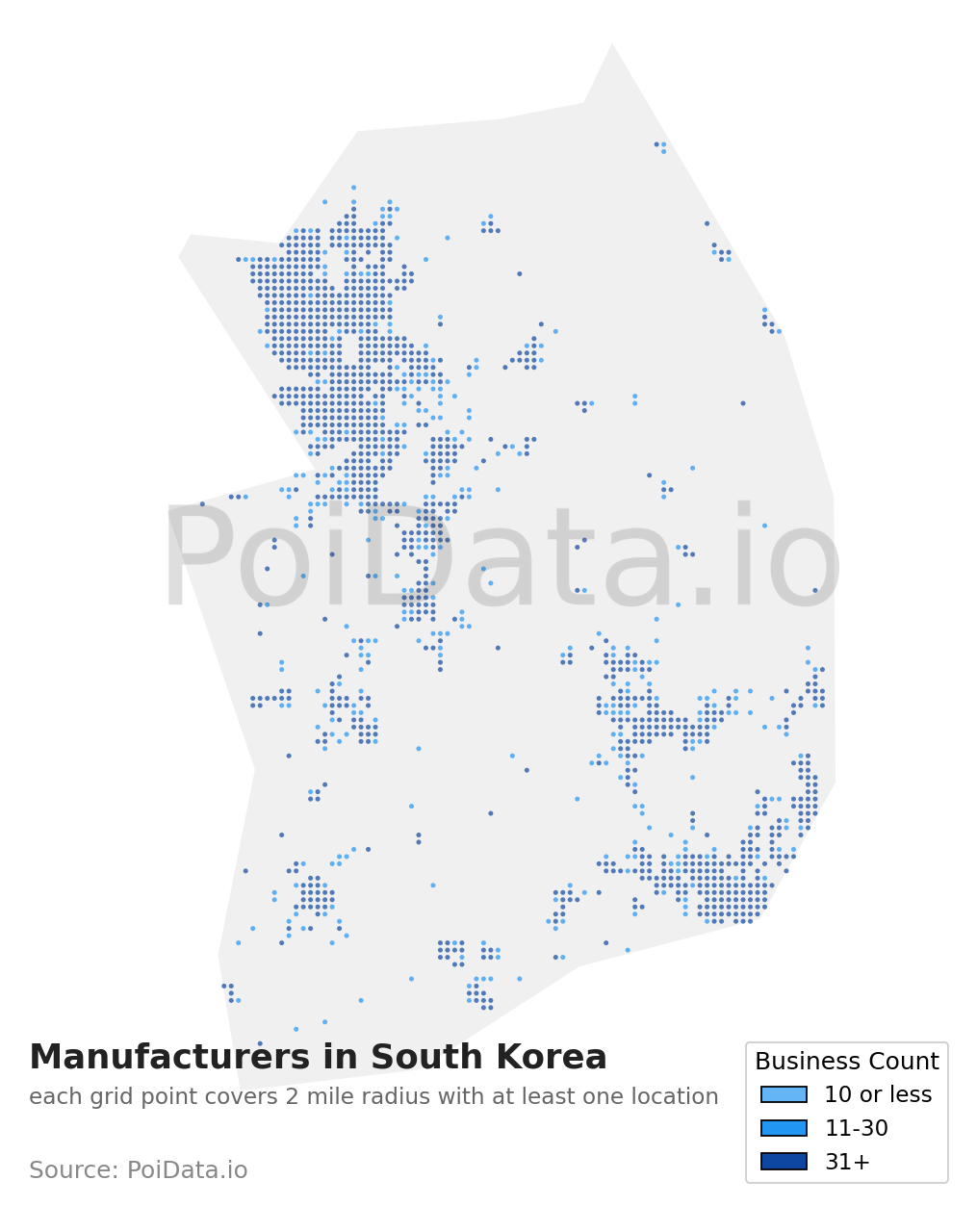 Manufacturer density map for South Korea