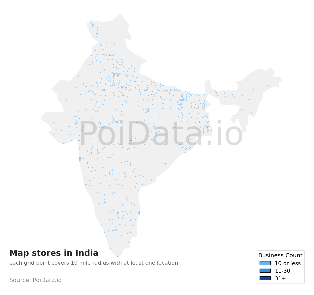 Map store density map for India