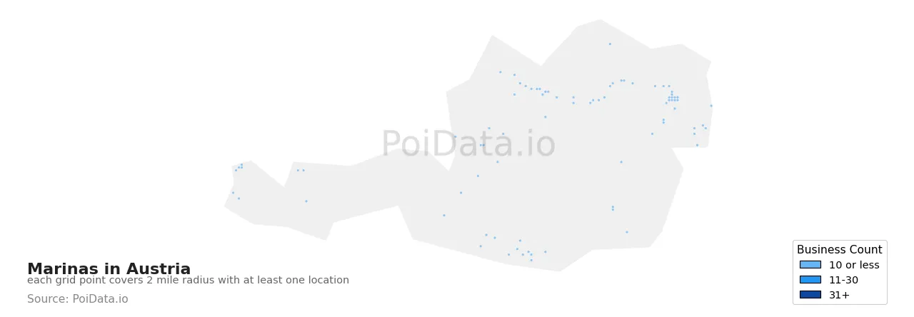 Marina density map for Austria