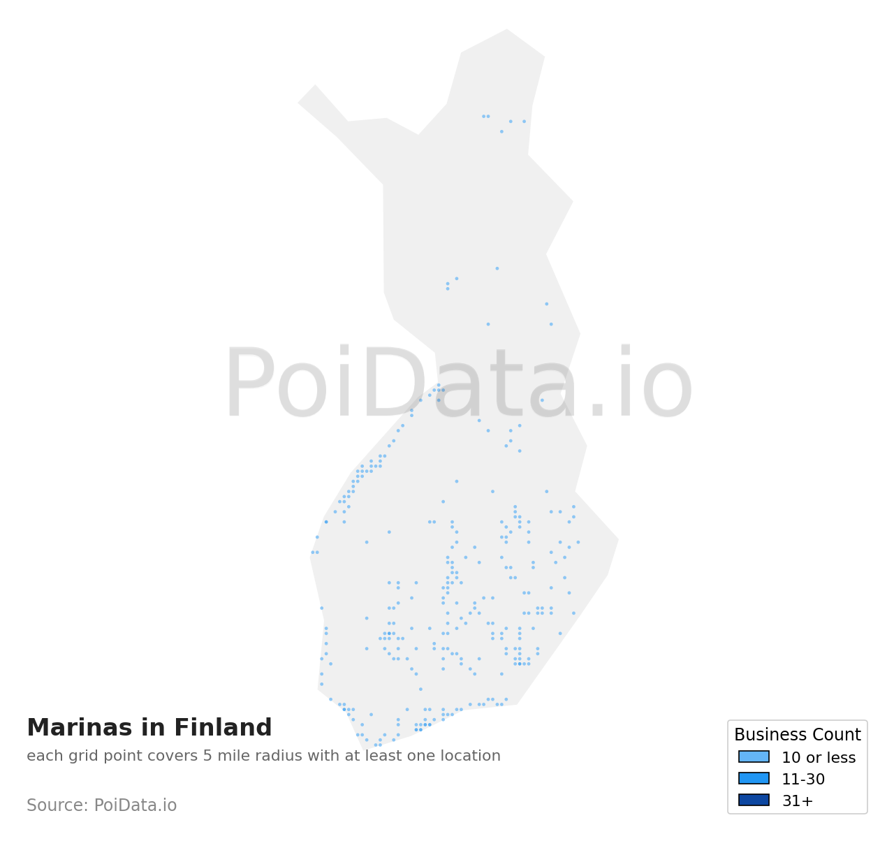 Marina density map for Finland