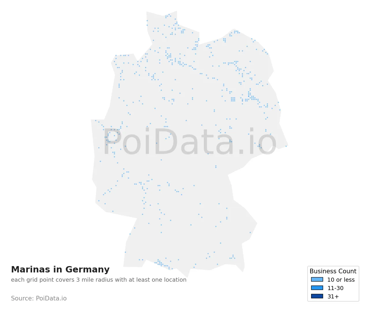 Marina density map for Germany