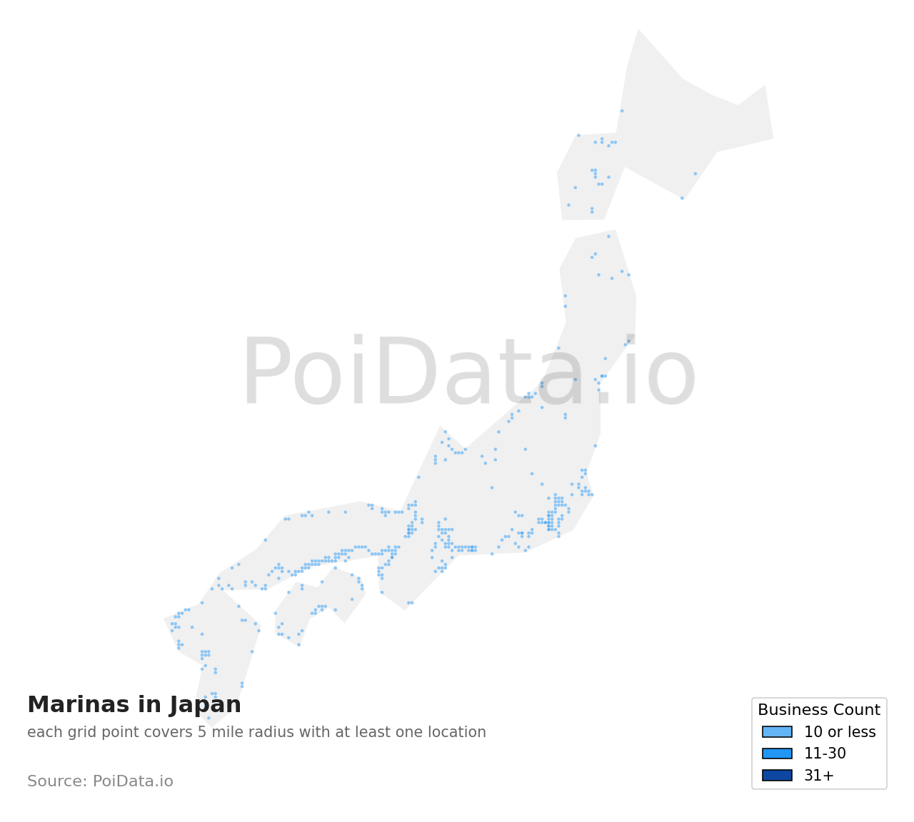 Marina density map for Kanagawa, Japan