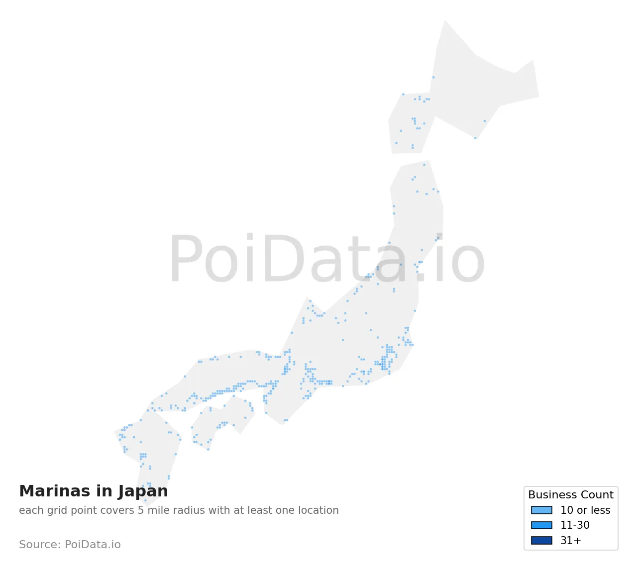 Marina density map for Japan