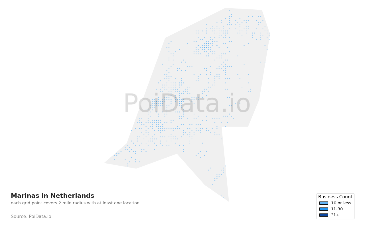 Marina density map for Netherlands