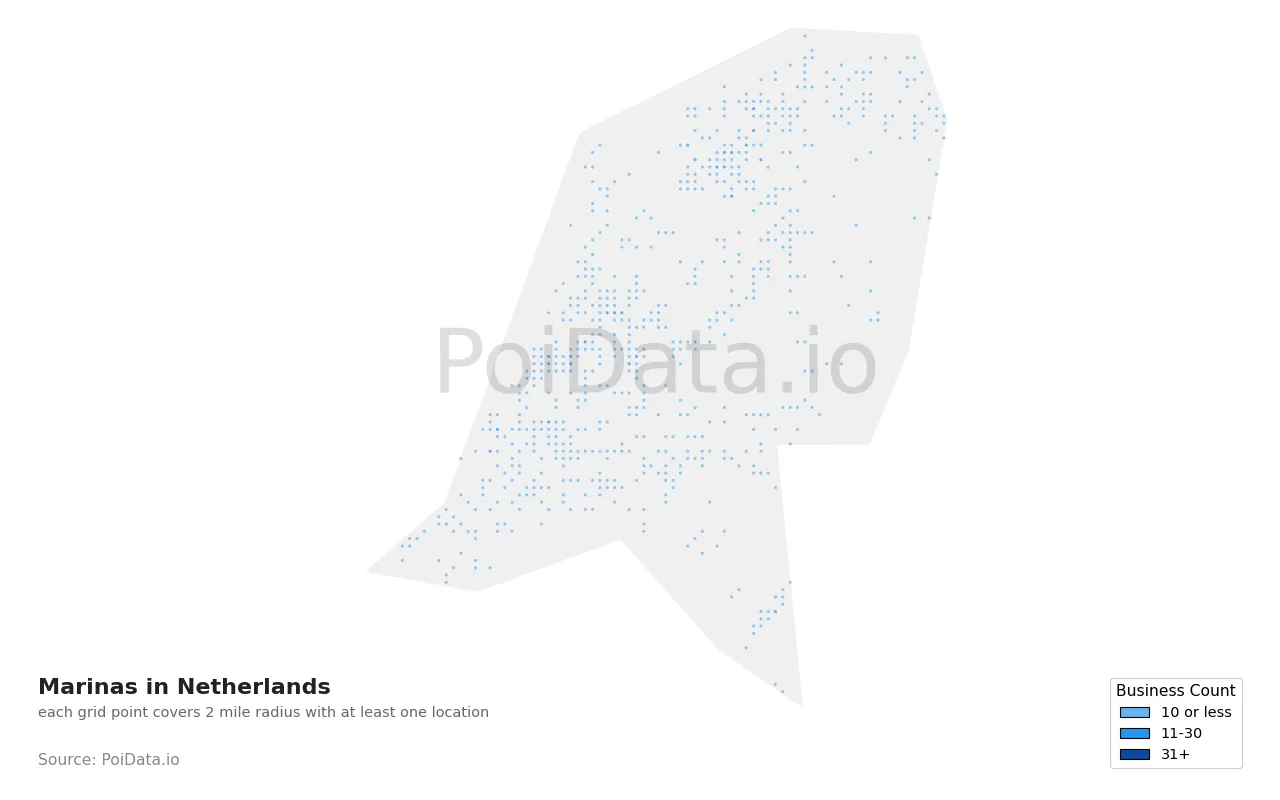 Marina density map for Netherlands