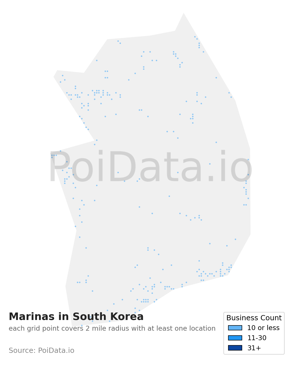 Marina density map for South Korea