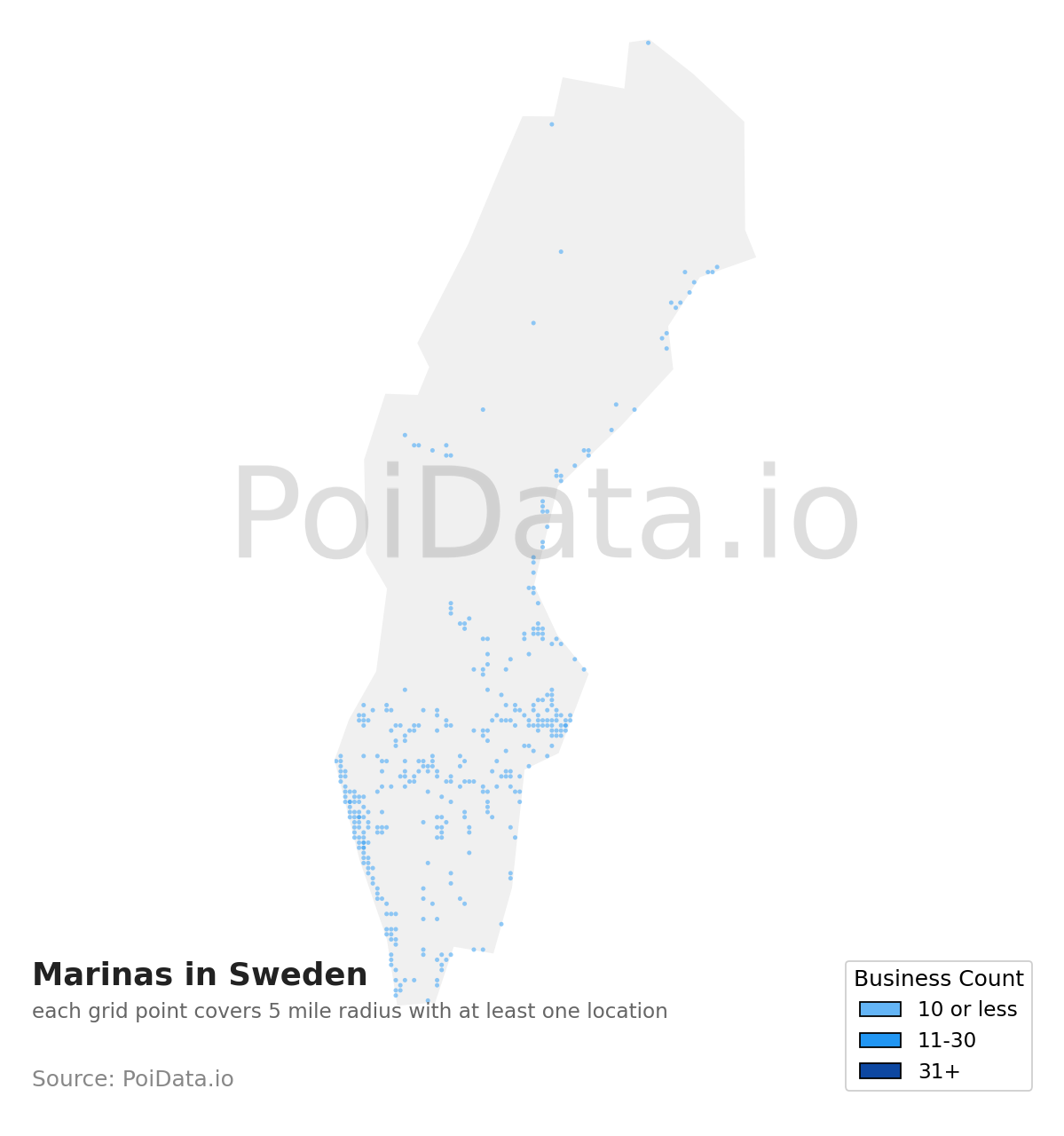 Marina density map for Sweden