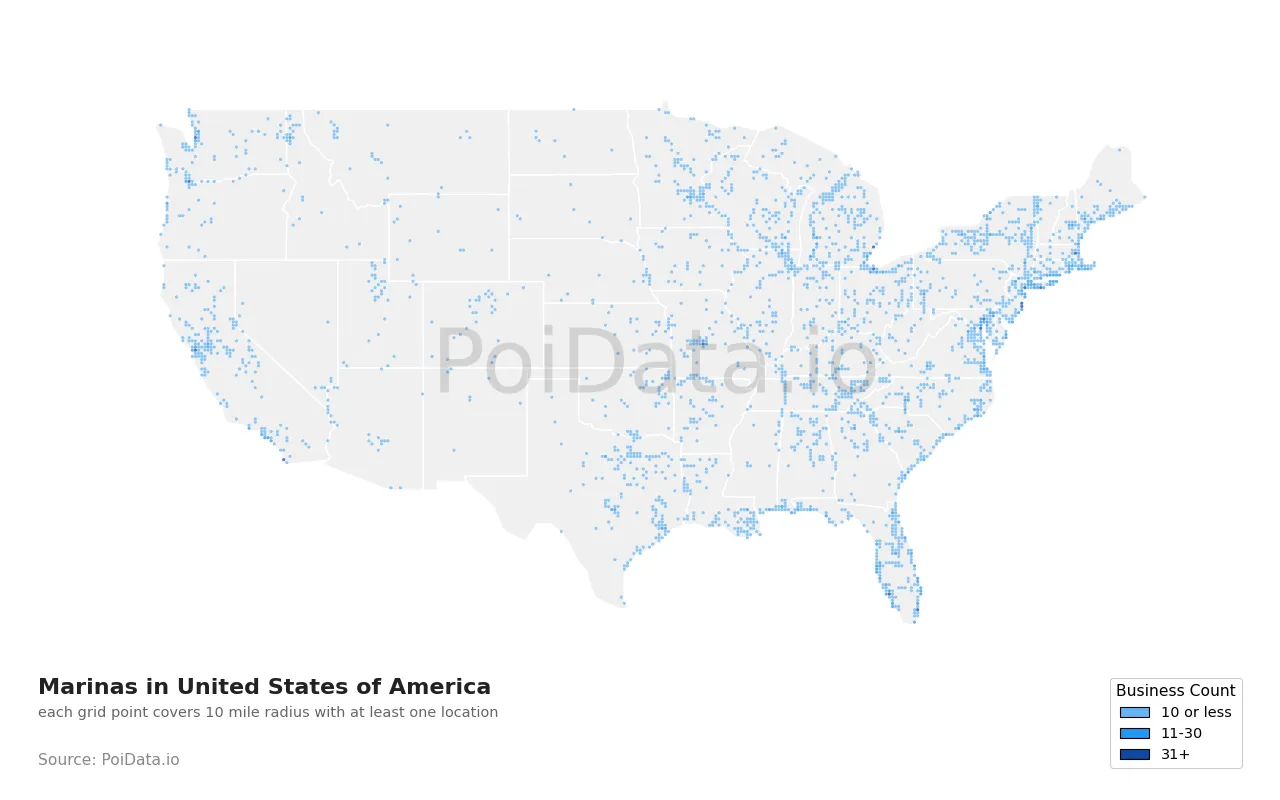 Marina density map for United States